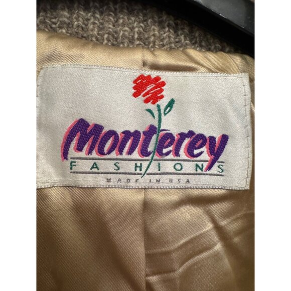 Vintage Monterey Fashions Faux Fur & Knit Womens Jacket Size 14 Tan Beige Made I - Picture 3 of 9